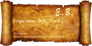 Engelman Bálint névjegykártya